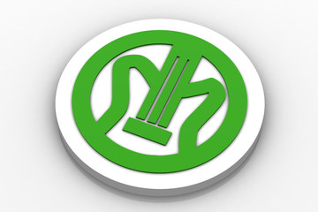 3D rendered illustration of button icon with music note symbol