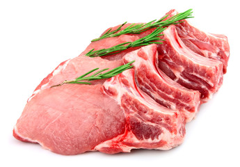 Fresh raw meat with rosemary