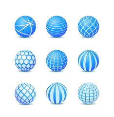 Set of Blue Abstract Round Stripe Ball Icon