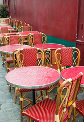 Empty coffee terrace in paris,France