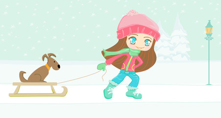 sweet girl and her dog