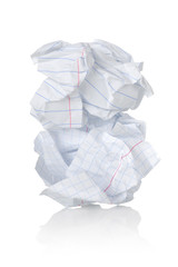 Crumpled sheet of paper isolated