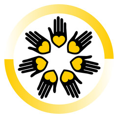 Hands and hearts vector.