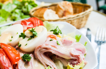 salad and ham