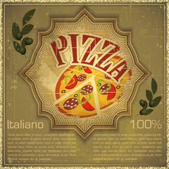 Photo sur Plexiglas Poster vintage Pizza sur fond grunge