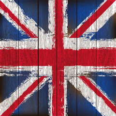 Union Jack on a Wooden Planks Background