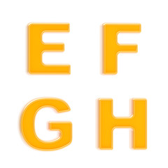 Abc set of four glossy orange plastic letters