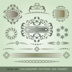 Set of calligraphic patterns and frames