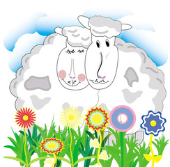 Moutons de vecteur amoureux