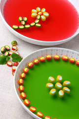 Delicious dessert made from sweet colorful jelly