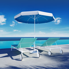 Swimming pool lounge hotel umbrellas summer vacation