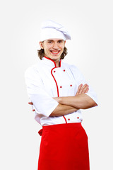 Portrait of a young cook in uniform
