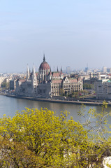 Obraz premium View of Parliament dome from Castle in Budapest Hungary