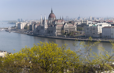 Fototapeta premium View of Parliament dome from Castle in Budapest Hungary