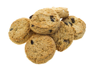 Group of bite size oatmeal raisin cookies