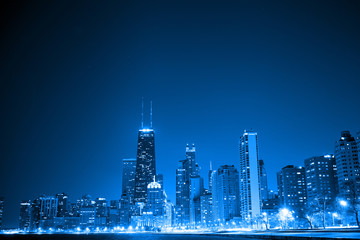 Fototapeta na wymiar Dzielnica finansowa (night view Chicago)