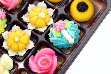 Thai desserts colorful variations.