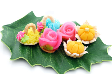 Thai desserts colorful variations.