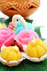 Thai desserts colorful variations.