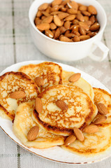 Delicious homemade pancakes with almonds