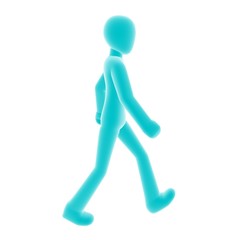 blue person walking right