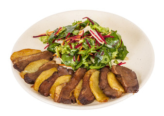 duck fillet, mashed potatoes seasoned with truffle oil, fig and