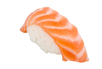 studio shoot of japanese sushi vaki with salmon on white backgro