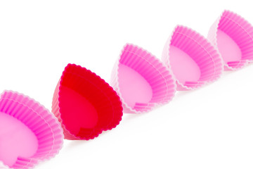 Red and pink Heart Shaped Silicon Bun Cases.