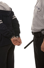 Police law steel handcuffs arrest crime human hand