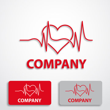 Stylized logo with heart, cardiologist # Vector