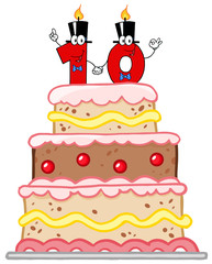Birthday Cake Or Wedding Cake With Number Ten Candles