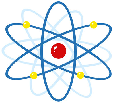 atom graphic with blue, red, yellow colors clip art preview