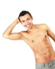 Obraz premium Strong man with a helathy body isolated over white