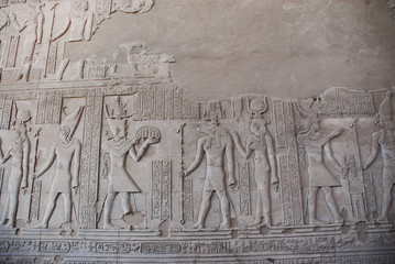 Hieroglyphics engraved on stone in Egyption Temple