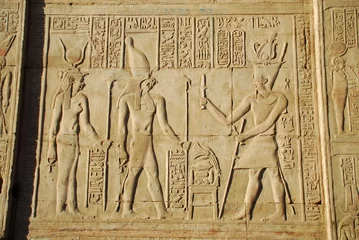 Fotobehang Hieroglyphics engraved on stone in Egyption Temple © Ramzi