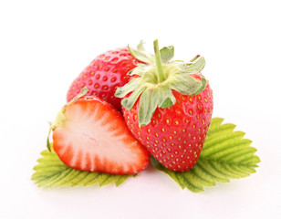 strawberry and leaf isolated