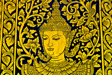 Fototapeta na wymiar thai traditional style on temple wall