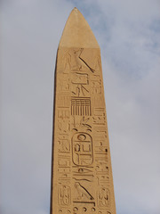 The huge obelisk at the entrance to Luxor Temple in Egypt.