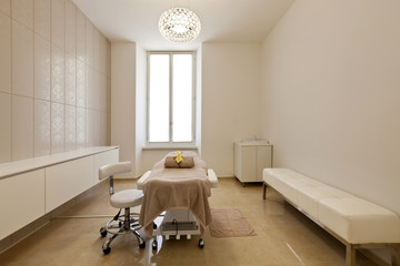 Interior of massage room in a spa salon