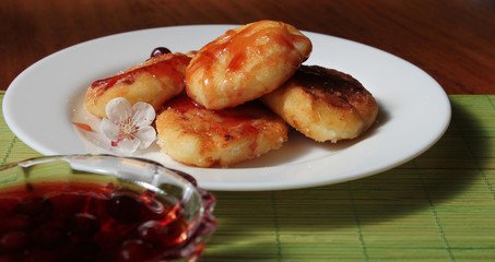 Pancake and jam of cherry