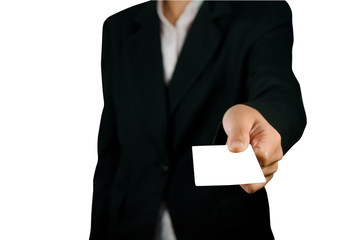 Blank card in hand  On a background