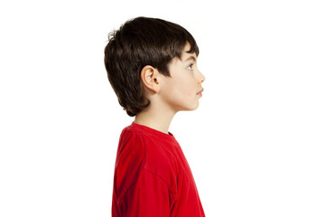 Portrait of little boy, isolated on white background
