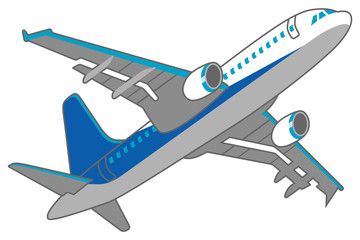 Vliegtuig blauw lage hoek