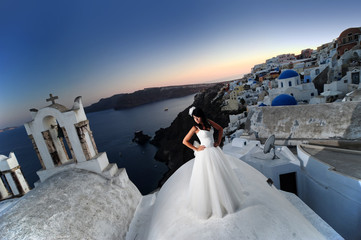Bride in Oia Santorini