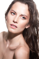 Fototapeta premium beautiful brunette woman with sexy tan and perfect skin