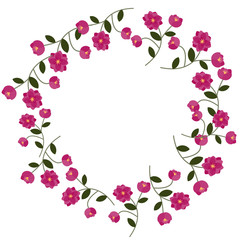 Floral frame with decorative pink flowers