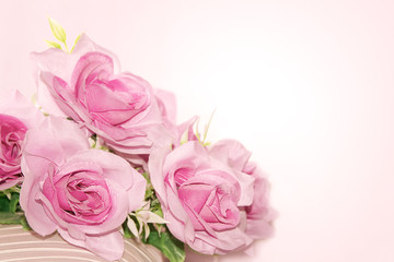Fototapeta na wymiar Karta z różowych róż