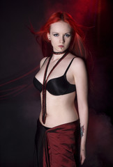 A beautiful woman with red hair