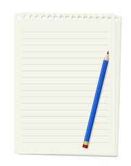 lined paper sheet with pencil