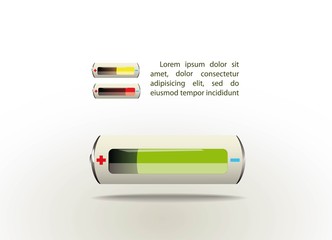 batteries on white background